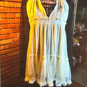 👗 Boho Airy Babydoll Halter Dress - Off-White - Sz Medium / O